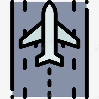 跑道航空33线性颜色图标图标