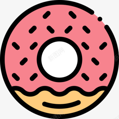 甜甜圈夏季食品和饮料2线性颜色图标图标