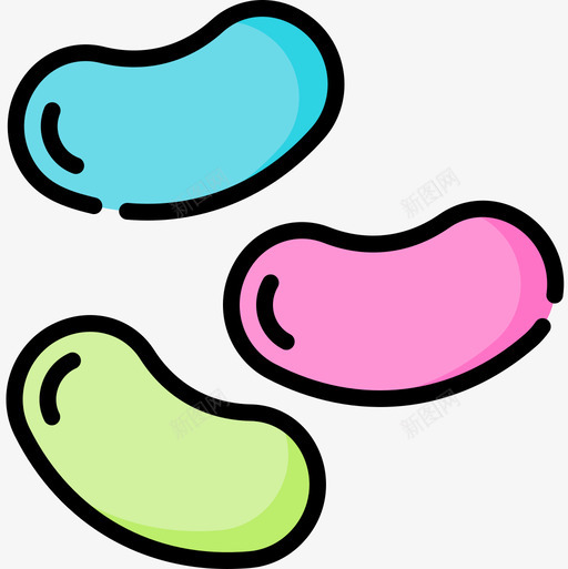 果冻豆甜点和糖果8线性颜色图标svg_新图网 https://ixintu.com 果冻 甜点 糖果 线性 颜色