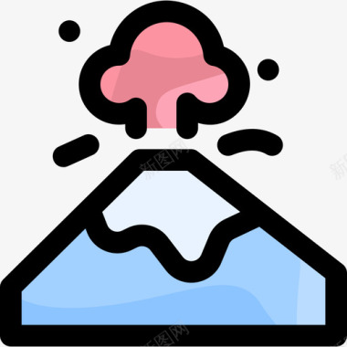 火山景观36线性颜色图标图标