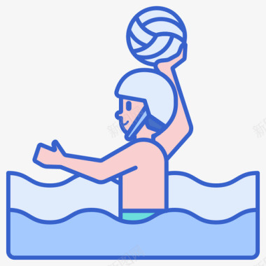 水球运动员水上运动2线性颜色图标图标
