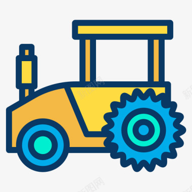 拖拉机农业和农民线性颜色图标图标
