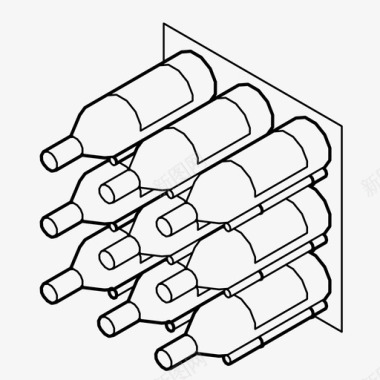 葡萄酒储藏瓶子陈列图标图标