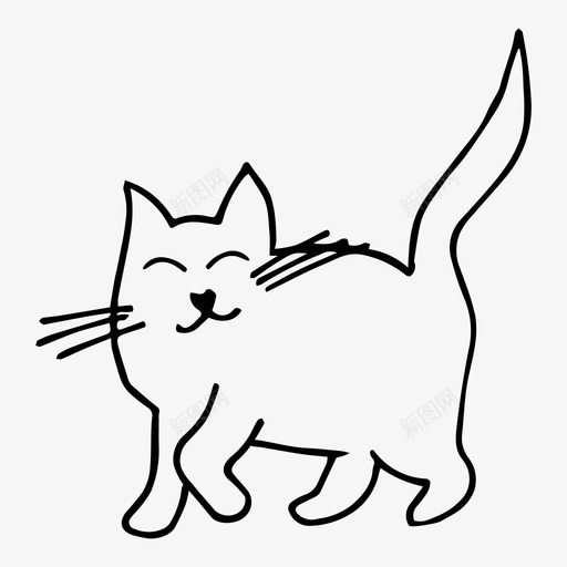 猫手绘小猫图标svg_新图网 https://ixintu.com 宠物 小猫 手绘