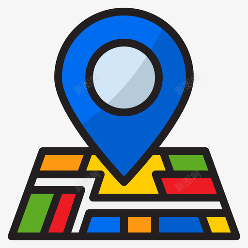 位置导航和地图3线颜色图标svg_新图网 https://ixintu.com 位置 地图 导航 颜色