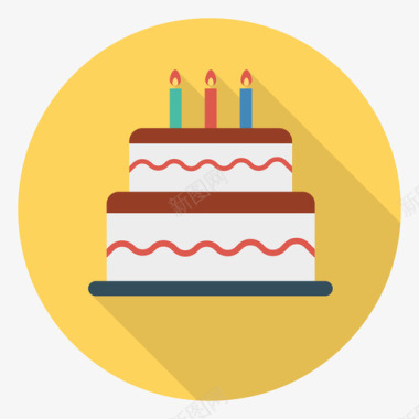 生日蛋糕食品和饮料30圆形图标图标