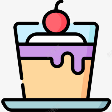 布丁甜点和糖果8线性颜色图标图标