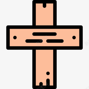 十字架葬礼15直线颜色图标图标