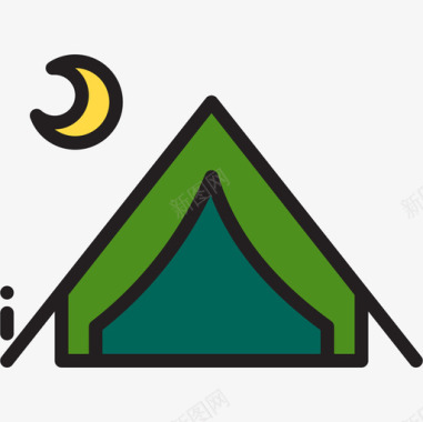 帐篷户外野营1线性颜色图标图标