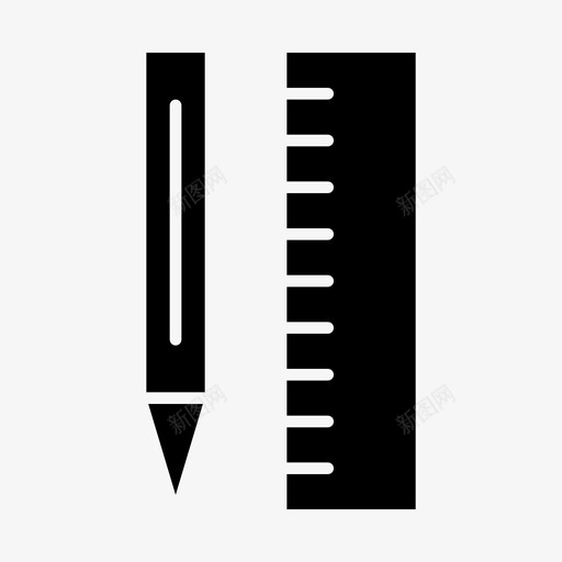 铅笔尺画画写字图标svg_新图网 https://ixintu.com 写字 扎实 教育 画画 铅笔