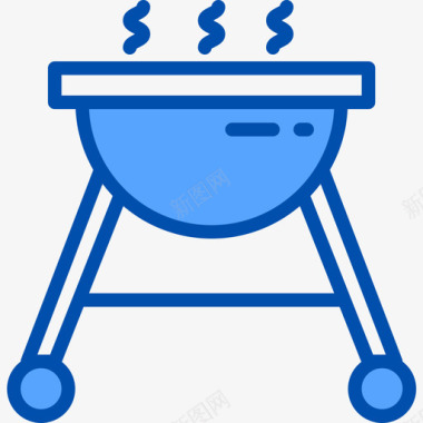 烧烤户外野营3蓝色图标图标