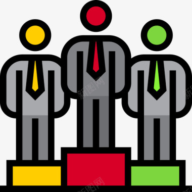 领导商业和人民4线性颜色图标图标