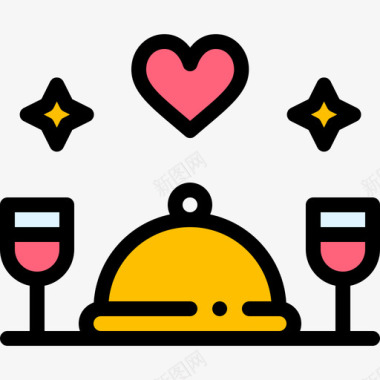晚餐75号餐厅线性颜色图标图标
