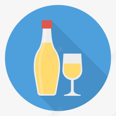 白葡萄酒食品和饮料30循环图标图标