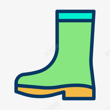 水靴农业和农民线性颜色图标图标