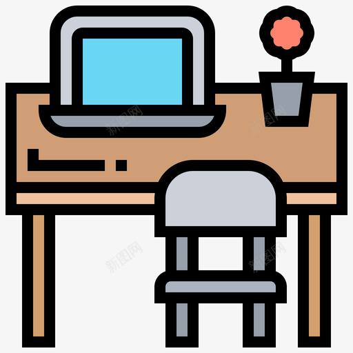 办公桌商务必备10线性颜色图标svg_新图网 https://ixintu.com 办公桌 商务 必备 线性 颜色