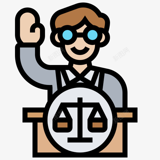 律师法律和司法41线性颜色图标svg_新图网 https://ixintu.com 司法 律师 法律 线性 颜色