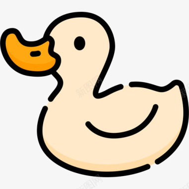 鸭动物53线性颜色图标图标