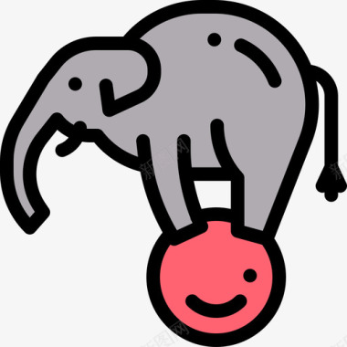 大象马戏团66线性颜色图标图标