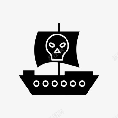 海盗船骷髅骷髅船图标图标