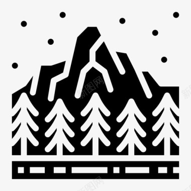 雪山森林树木图标图标