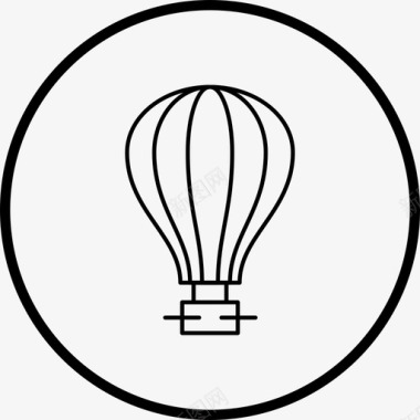 气球降落伞线图标图标
