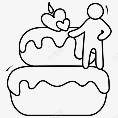 婚礼蛋糕心形蛋糕糕点图标图标
