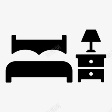 双人房床酒店图标图标