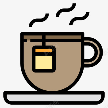 茶杯咖啡厅109线性颜色图标图标