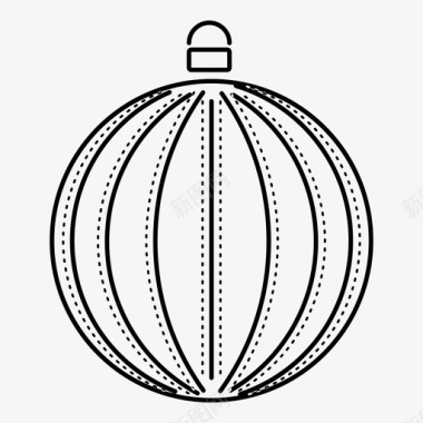 垂直装饰条纹球圣诞图标图标