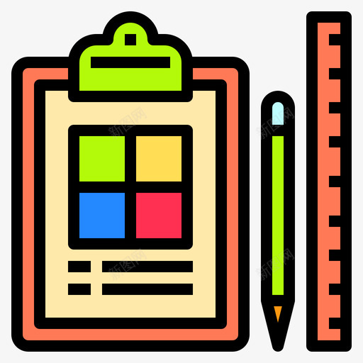 检查表工程96线颜色图标svg_新图网 https://ixintu.com 工程 检查表 颜色