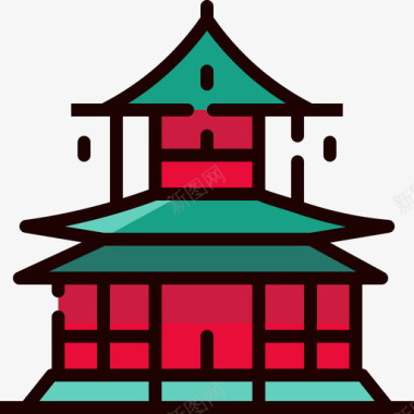 日本日本89线性颜色图标图标