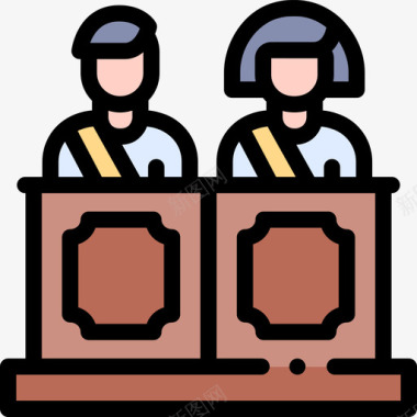 陪审团法律和司法22线性颜色图标图标