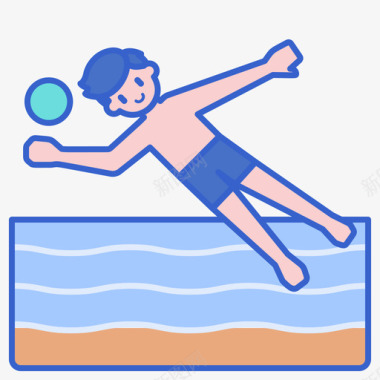 跳跃水上运动2线条颜色图标图标