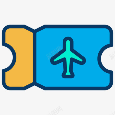 87号机场机票直线颜色图标图标