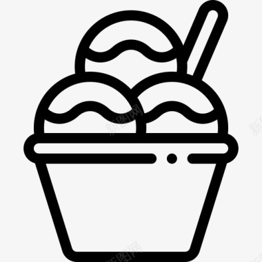 冰淇淋74号餐厅直线型图标图标