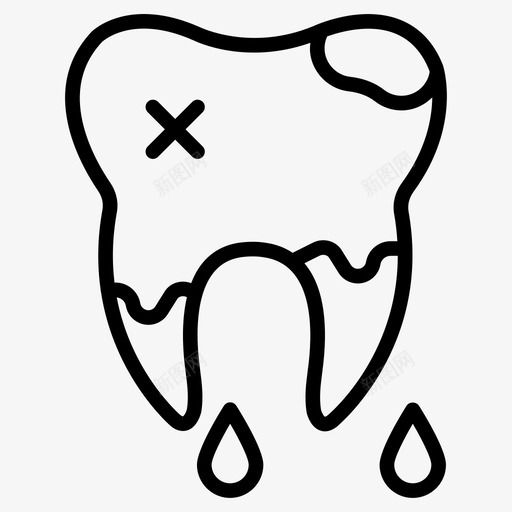 牙齿血液损伤图标svg_新图网 https://ixintu.com 损伤 掉落 牙齿 牙齿和医疗线图标 血液