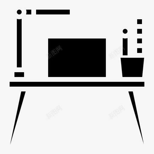 书桌平面126填充图标svg_新图网 https://ixintu.com 书桌 填充 平面设计