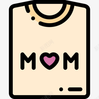 T恤母亲节20线性颜色图标图标