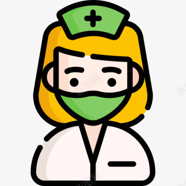 护士职业和化身2线性颜色图标图标