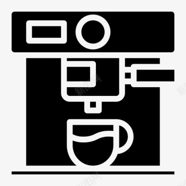 咖啡机咖啡店104固体图标图标