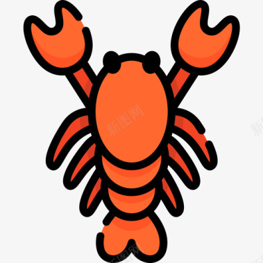 龙虾动物53线形颜色图标图标