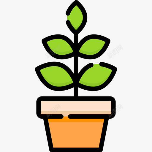 植物家居用品15线性颜色图标svg_新图网 https://ixintu.com 家居用品 植物 线性 颜色