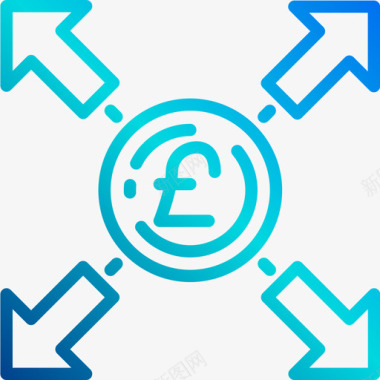 英镑货币资金线性梯度图标图标