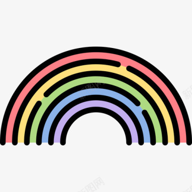 彩虹自然121线性颜色图标图标