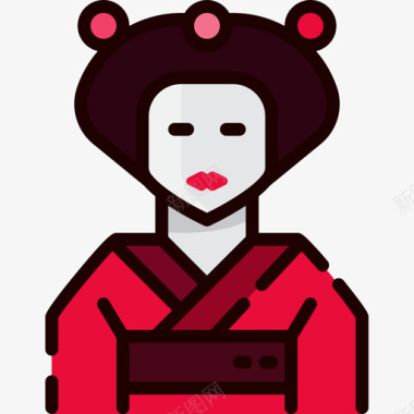 艺妓日本89线性颜色图标图标