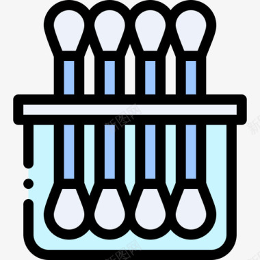 棉签浴室39线性颜色图标图标