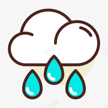 雨滴天气278线性颜色图标图标