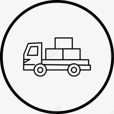 运输卡车拖车线路图标图标