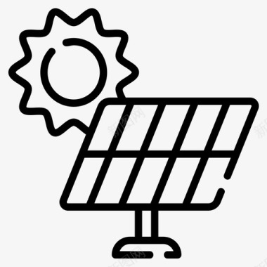 太阳电池板地球母亲日5线性图标图标